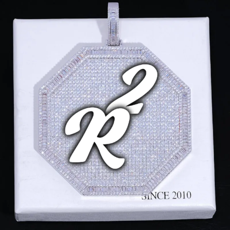 CUSTOM LETTER NECKLACE 3D BIG OCTAGON sold by The GUU Shop