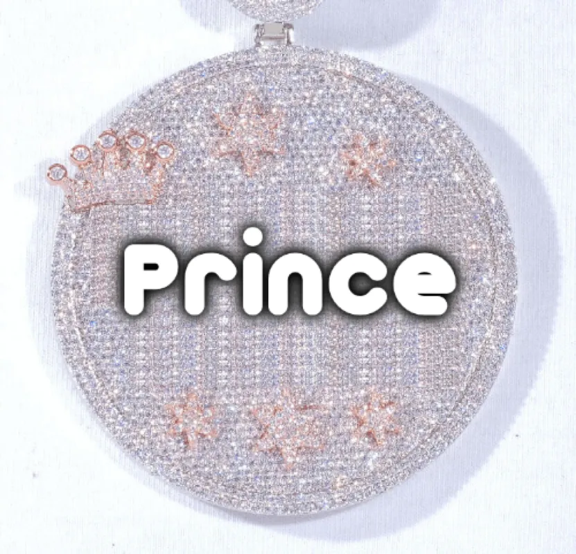 CUSTOM LETTER NECKLACE 3D BIG CROWN DISC sold by The GUU Shop