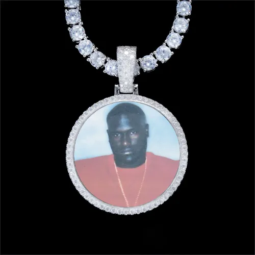 925S & VVS Moissanite 3D Circle Custom Picture Pendant sold by The GUU Shop