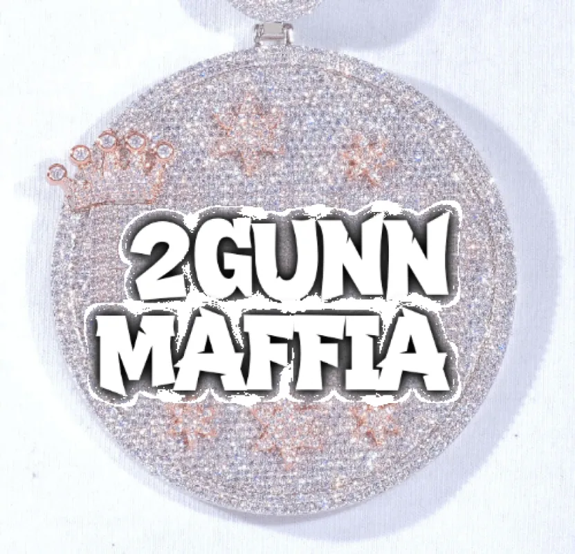 CUSTOM LETTER NECKLACE 3D BIG CROWN DISC sold by The GUU Shop