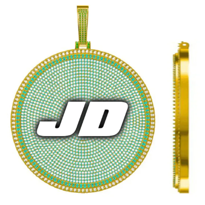 CUSTOM LETTER NECKLACE 3D BIG DISC sold by The GUU Shop