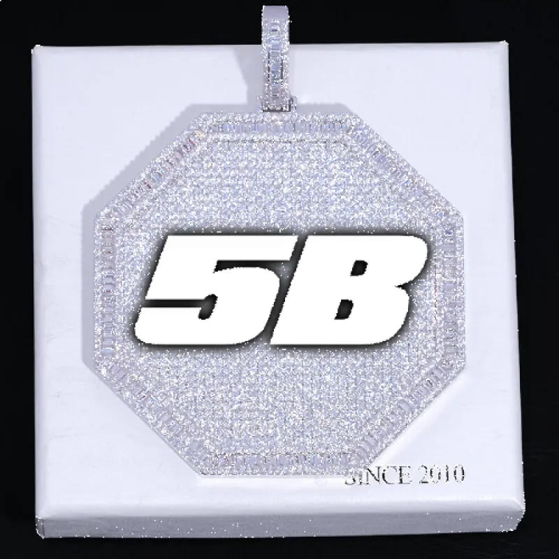 CUSTOM LETTER NECKLACE 3D BIG OCTAGON sold by The GUU Shop