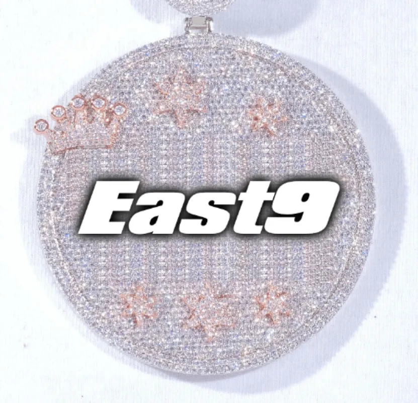 CUSTOM LETTER NECKLACE 3D BIG CROWN DISC sold by The GUU Shop