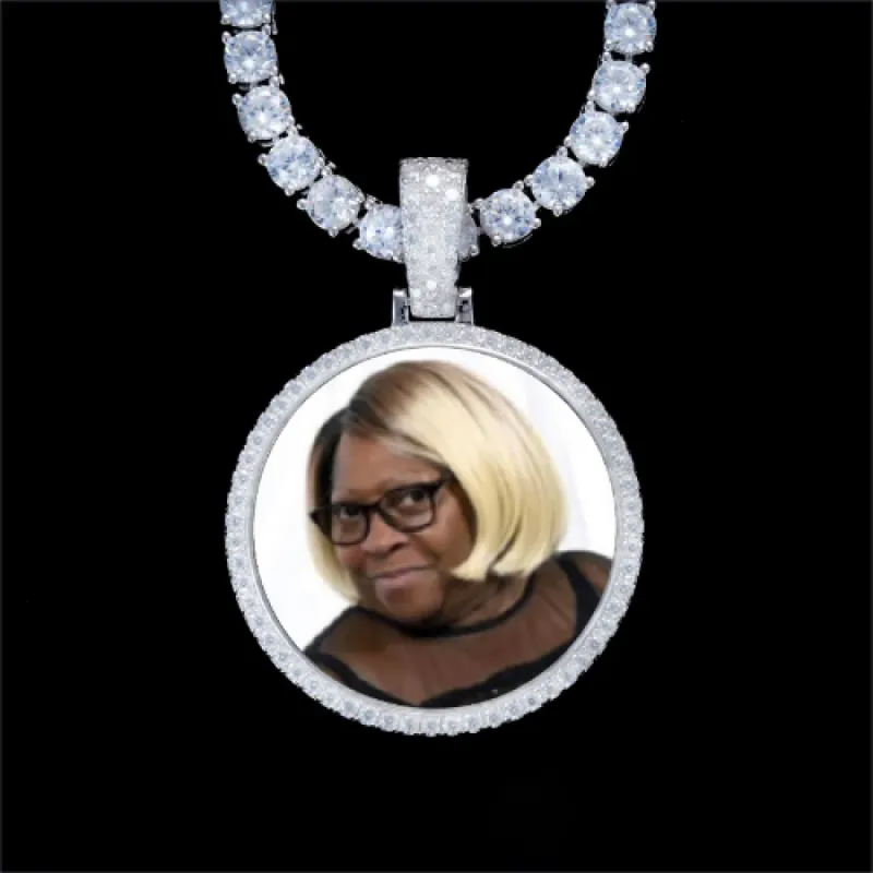 925S & VVS Moissanite 3D Circle Custom Picture Pendant sold by The GUU Shop