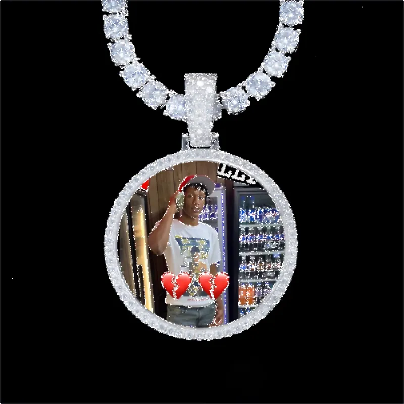 925S & VVS Moissanite 3D Circle Custom Picture Pendant sold by The GUU Shop