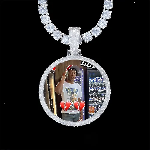 925S & VVS Moissanite 3D Circle Custom Picture Pendant sold by The GUU Shop