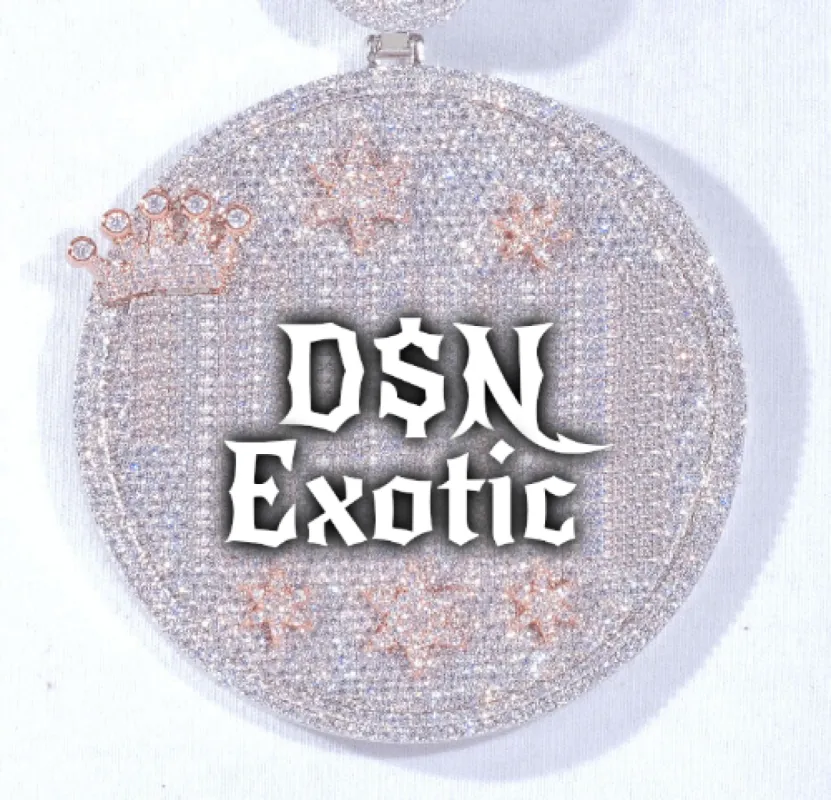 CUSTOM LETTER NECKLACE 3D BIG CROWN DISC sold by The GUU Shop