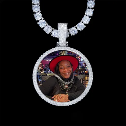 925S & VVS Moissanite 3D Circle Custom Picture Pendant sold by The GUU Shop