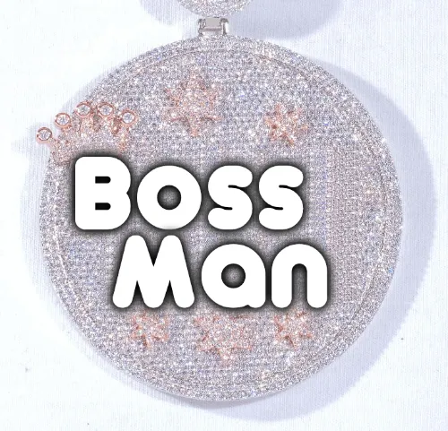 CUSTOM LETTER NECKLACE 3D BIG CROWN DISC sold by The GUU Shop