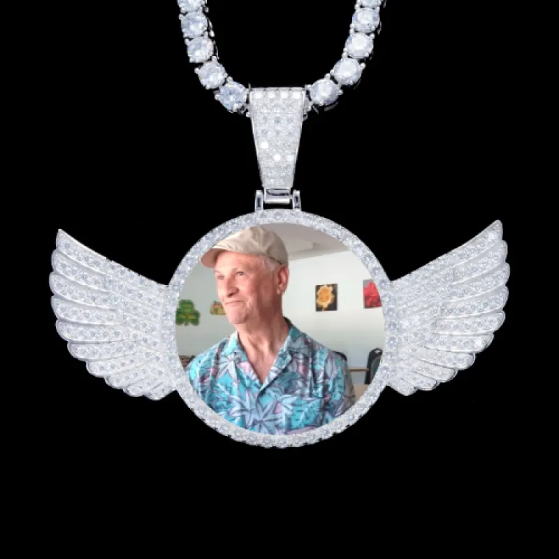 925S & VVS Moissanite 3D Wing Custom Picture Pendant sold by The GUU Shop