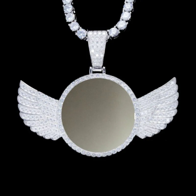 925S & VVS Moissanite 3D Wing Custom Picture Pendant sold by The GUU Shop