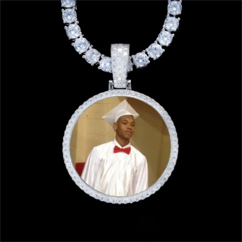 925S & VVS Moissanite 3D Circle Custom Picture Pendant sold by The GUU Shop