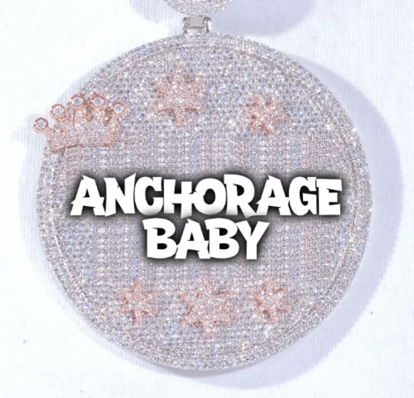 CUSTOM LETTER NECKLACE 3D BIG CROWN DISC sold by The GUU Shop