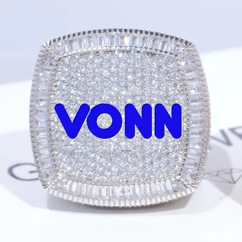 CUSTOM LETTER 3D ICED RING sold by The GUU Shop