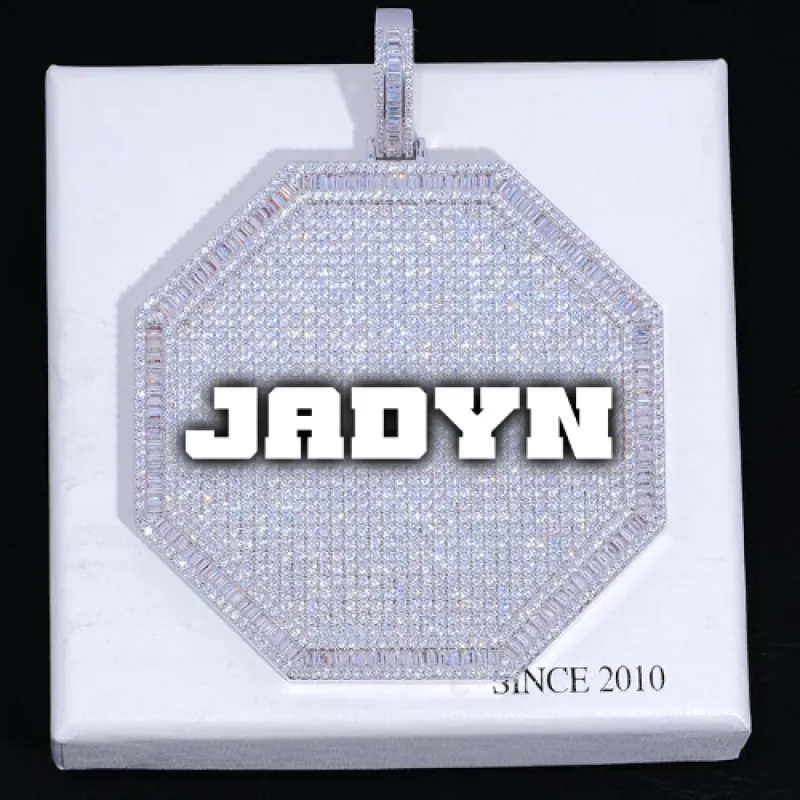 CUSTOM LETTER NECKLACE 3D BIG OCTAGON sold by The GUU Shop