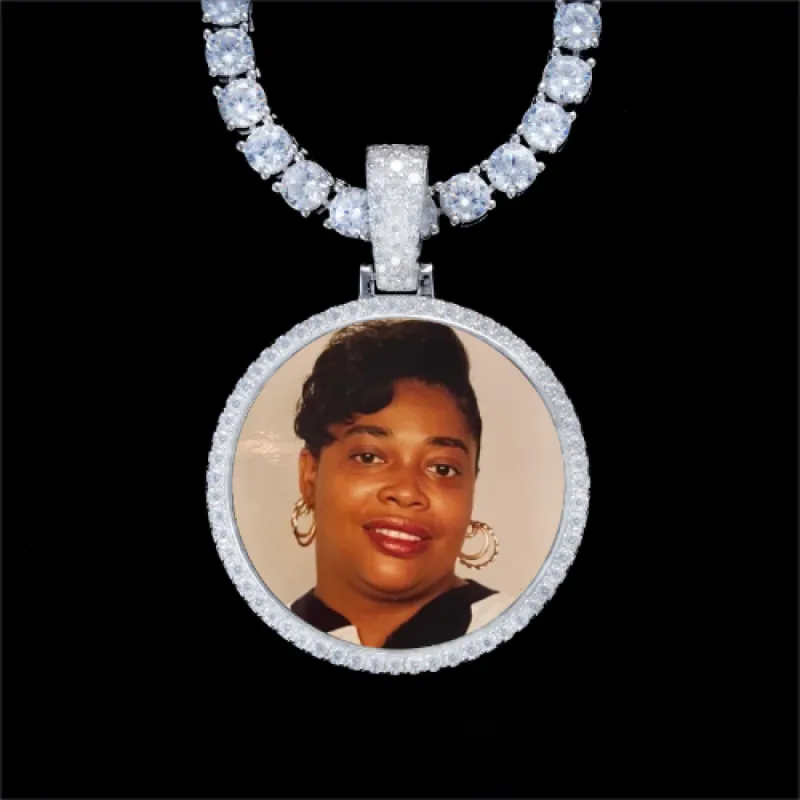 925S & VVS Moissanite 3D Circle Custom Picture Pendant sold by The GUU Shop