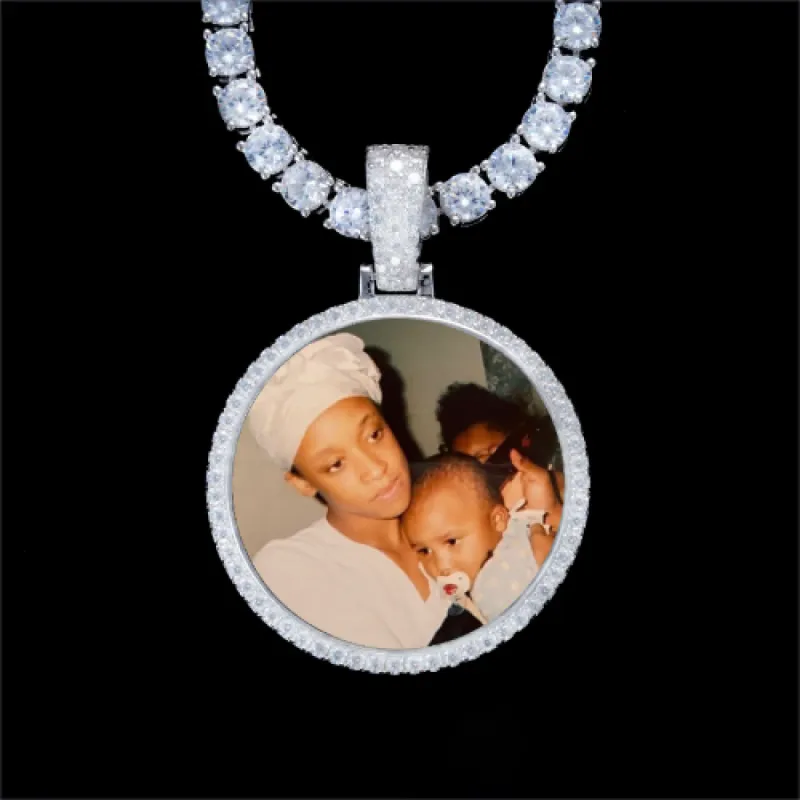 925S & VVS Moissanite 3D Circle Custom Picture Pendant sold by The GUU Shop