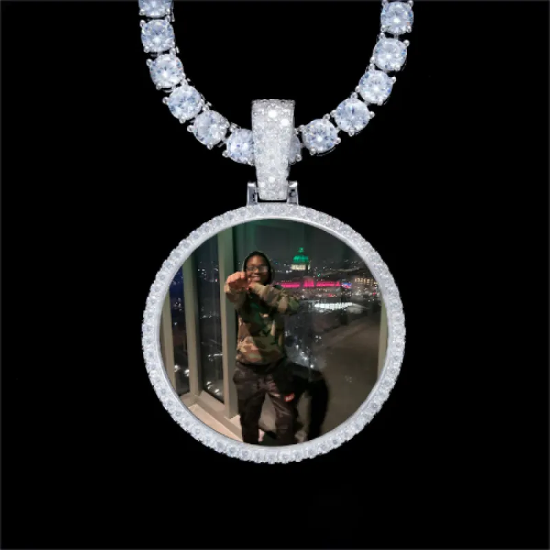 925S & VVS Moissanite 3D Circle Custom Picture Pendant sold by The GUU Shop