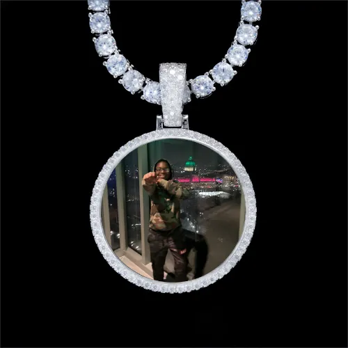 925S & VVS Moissanite 3D Circle Custom Picture Pendant sold by The GUU Shop