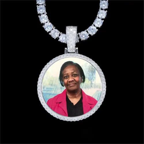 925S & VVS Moissanite 3D Circle Custom Picture Pendant sold by The GUU Shop