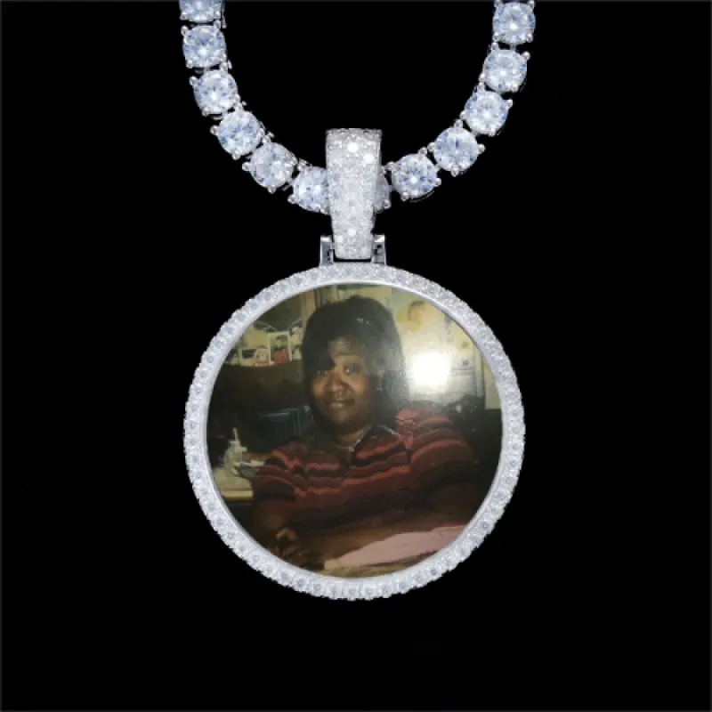925S & VVS Moissanite 3D Circle Custom Picture Pendant sold by The GUU Shop