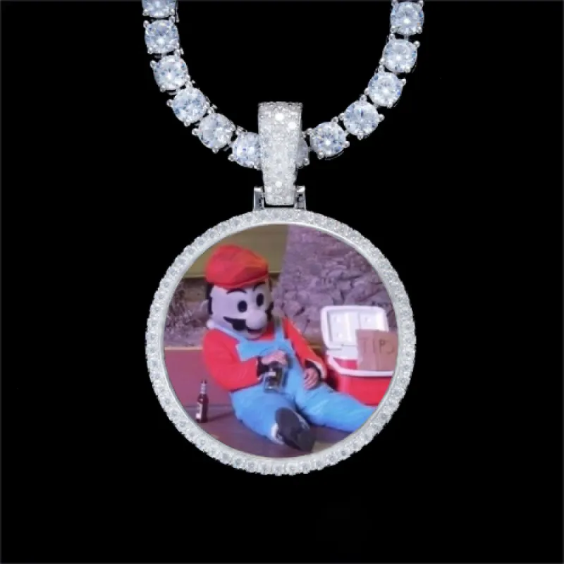 925S & VVS Moissanite 3D Circle Custom Picture Pendant sold by The GUU Shop