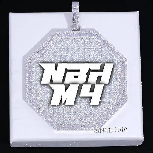 CUSTOM LETTER NECKLACE 3D BIG OCTAGON sold by The GUU Shop