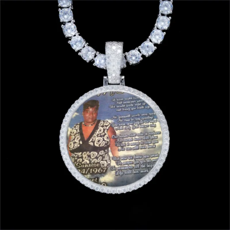 925S & VVS Moissanite 3D Circle Custom Picture Pendant sold by The GUU Shop