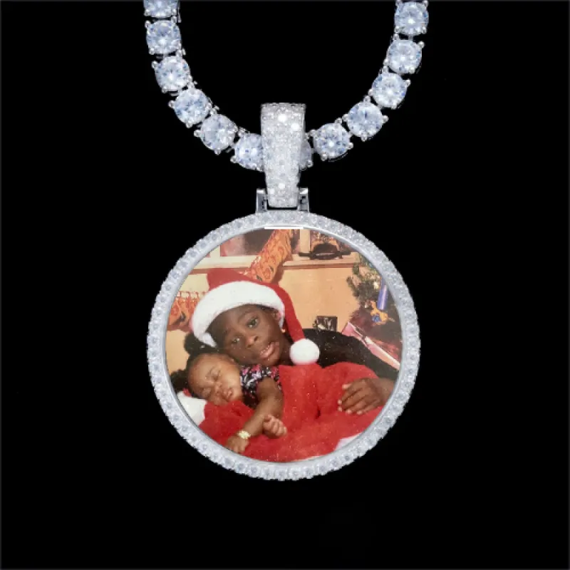 925S & VVS Moissanite 3D Circle Custom Picture Pendant sold by The GUU Shop