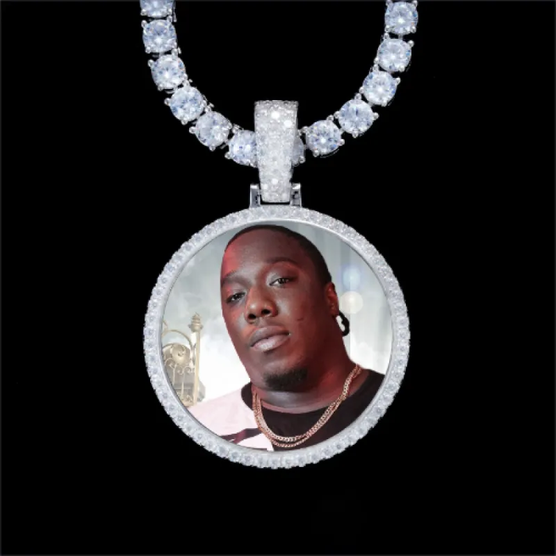 925S & VVS Moissanite 3D Circle Custom Picture Pendant sold by The GUU Shop