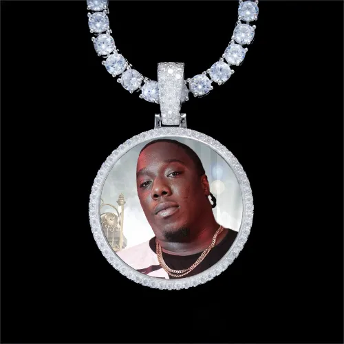 925S & VVS Moissanite 3D Circle Custom Picture Pendant sold by The GUU Shop