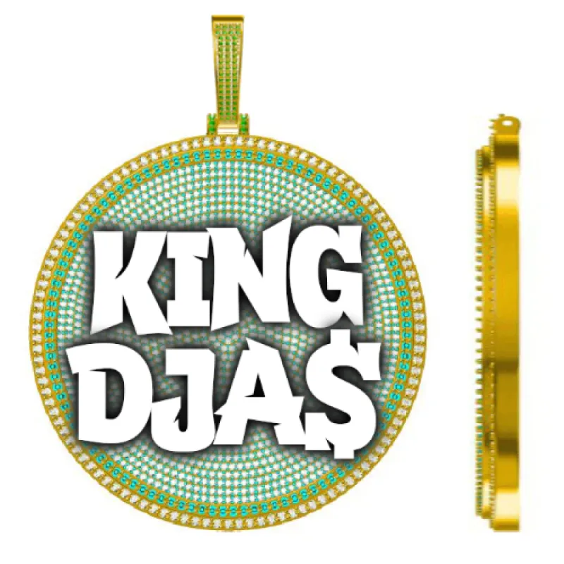 CUSTOM LETTER NECKLACE 3D BIG DISC sold by The GUU Shop