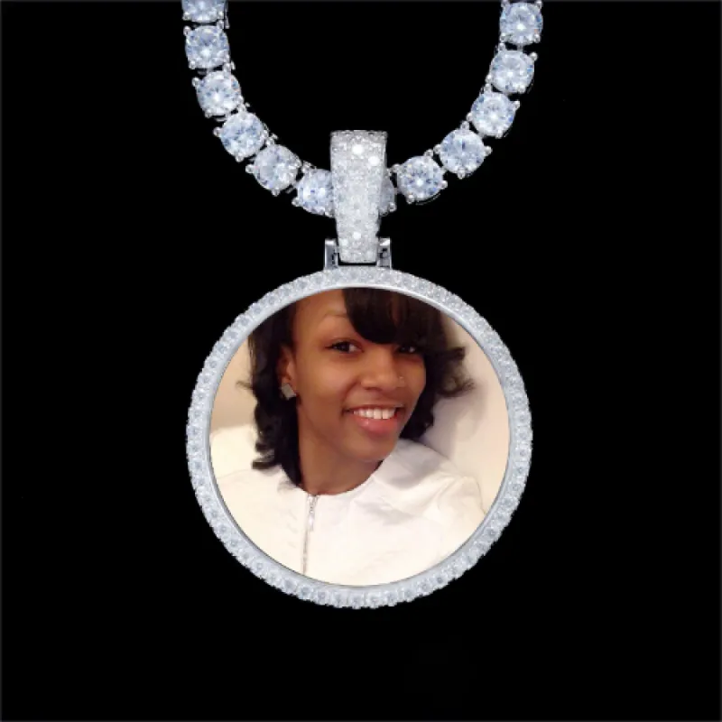 925S & VVS Moissanite 3D Circle Custom Picture Pendant sold by The GUU Shop
