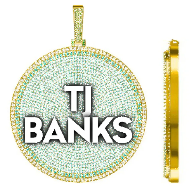 CUSTOM LETTER NECKLACE 3D BIG DISC sold by The GUU Shop