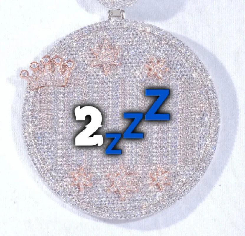 CUSTOM LETTER NECKLACE 3D BIG CROWN DISC sold by The GUU Shop