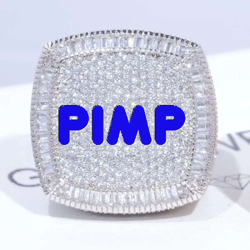 CUSTOM LETTER 3D ICED RING sold by The GUU Shop