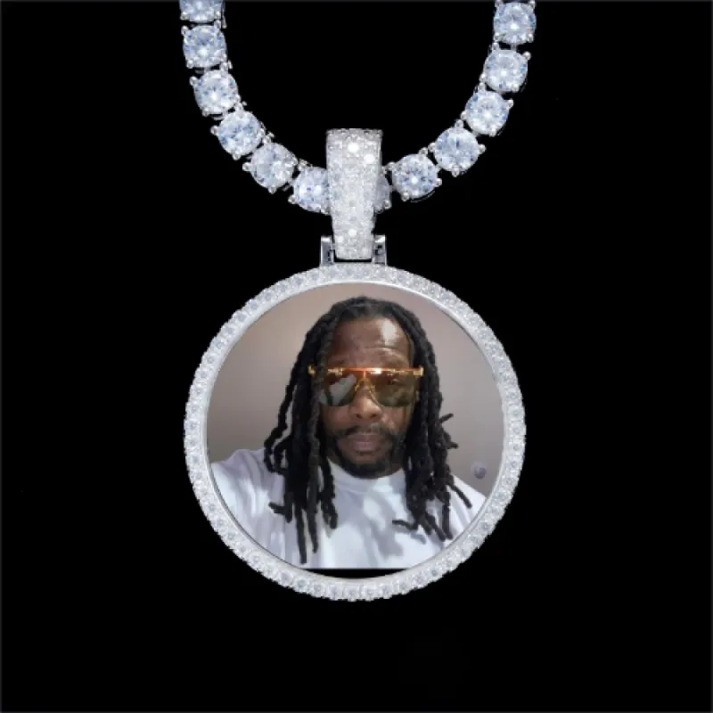925S & VVS Moissanite 3D Circle Custom Picture Pendant sold by The GUU Shop