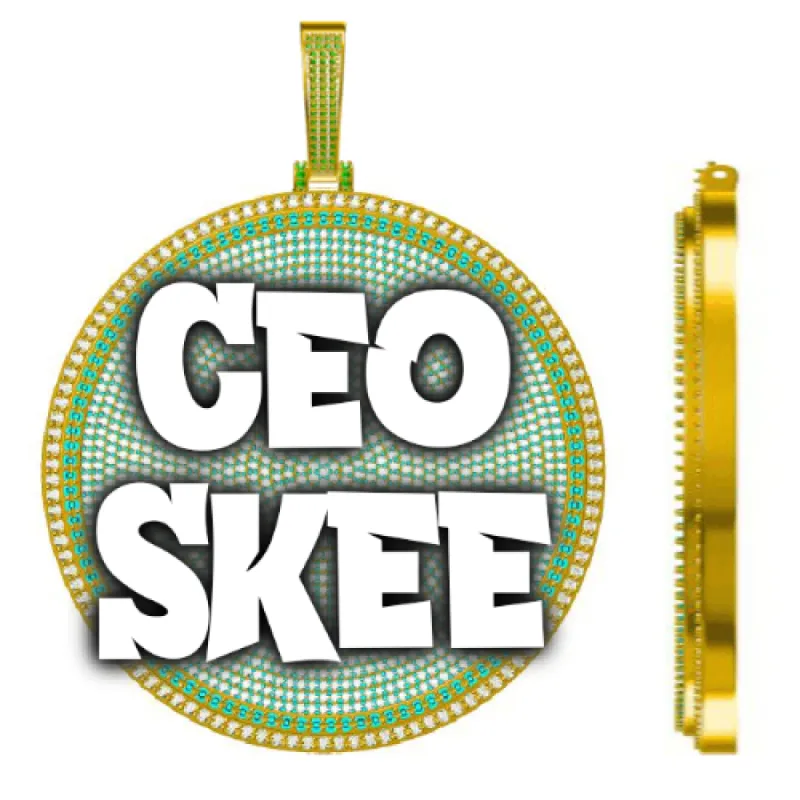 CUSTOM LETTER NECKLACE 3D BIG DISC sold by The GUU Shop