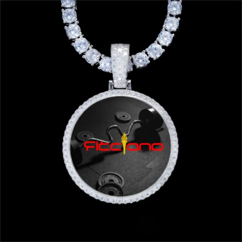 925S & VVS Moissanite 3D Circle Custom Picture Pendant sold by The GUU Shop