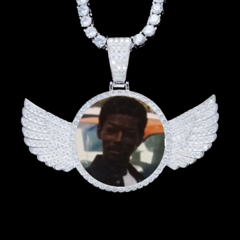 925S & VVS Moissanite 3D Wing Custom Picture Pendant sold by The GUU Shop