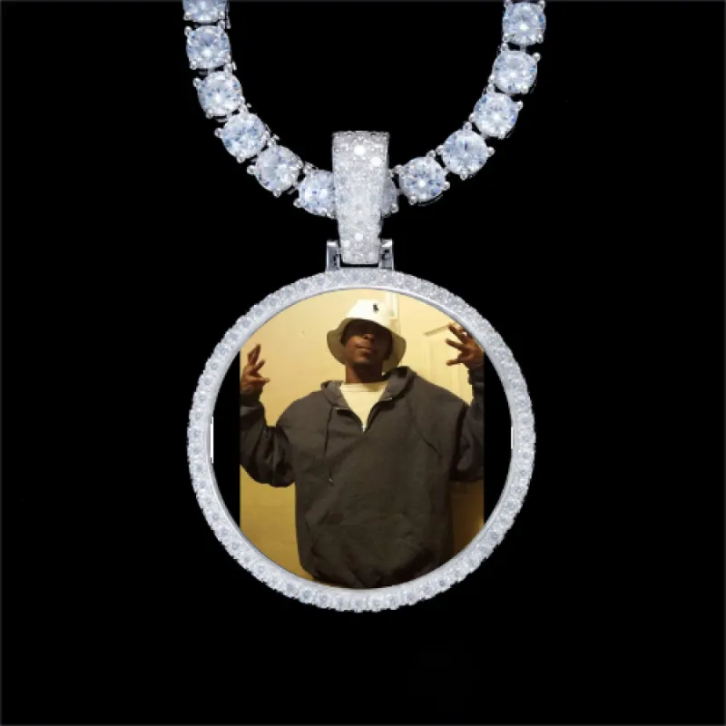 925S & VVS Moissanite 3D Circle Custom Picture Pendant sold by The GUU Shop