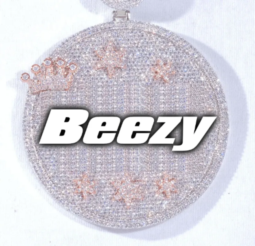 CUSTOM LETTER NECKLACE 3D BIG CROWN DISC sold by The GUU Shop