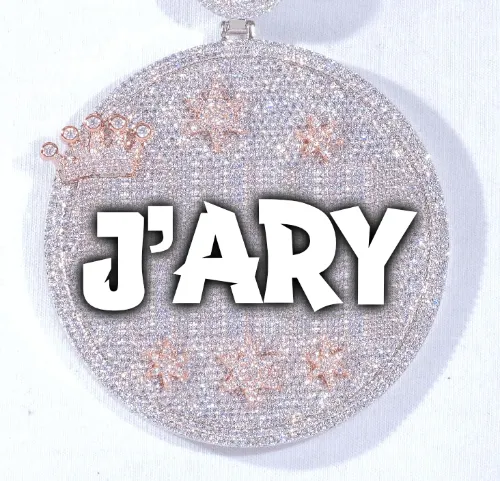 CUSTOM LETTER NECKLACE 3D BIG CROWN DISC sold by The GUU Shop