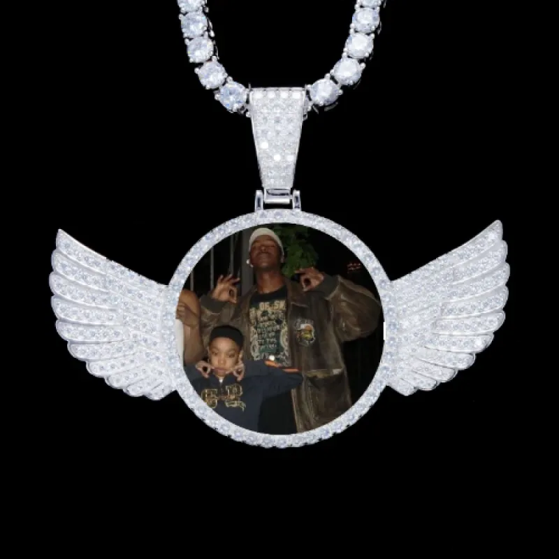 925S & VVS Moissanite 3D Wing Custom Picture Pendant sold by The GUU Shop