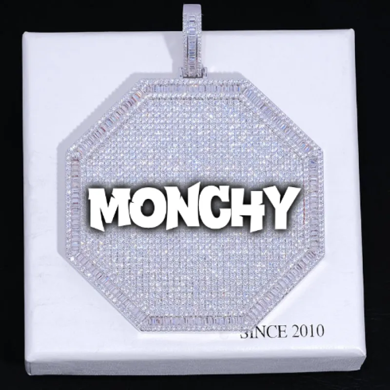 CUSTOM LETTER NECKLACE 3D BIG OCTAGON sold by The GUU Shop