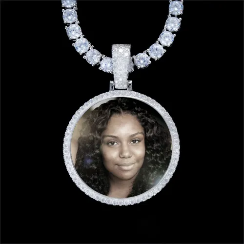 925S & VVS Moissanite 3D Circle Custom Picture Pendant sold by The GUU Shop