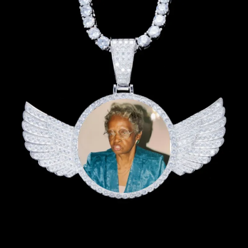 925S & VVS Moissanite 3D Wing Custom Picture Pendant sold by The GUU Shop