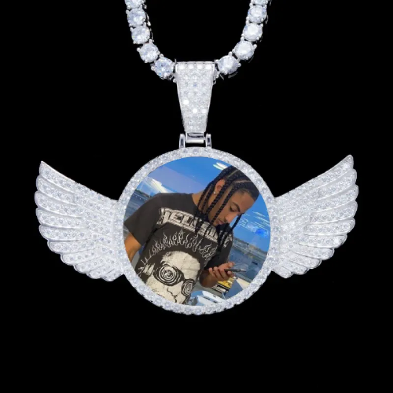 925S & VVS Moissanite 3D Wing Custom Picture Pendant sold by The GUU Shop
