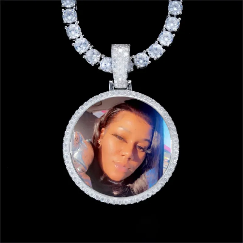 925S & VVS Moissanite 3D Circle Custom Picture Pendant sold by The GUU Shop