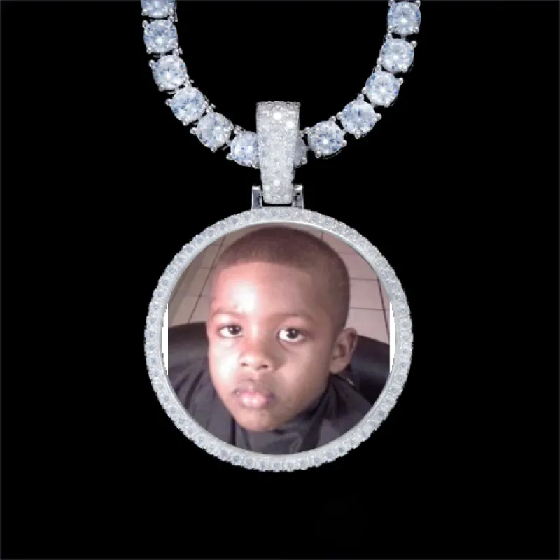925S & VVS Moissanite 3D Circle Custom Picture Pendant sold by The GUU Shop